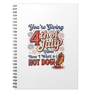 Funny 4th of July Hot Dog Vintage Shirt Design_1 Notebook