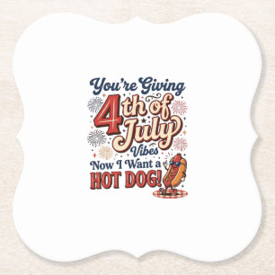 Funny 4th of July Hot Dog Vintage Shirt Design_1 Paper Coaster