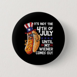 Funny 4th Of July Hot Dog Wiener Comes Out Bbq Par 6 Cm Round Badge