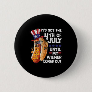 Funny 4th Of July Hot Dog Wiener Comes Out Bbq Par 6 Cm Round Badge