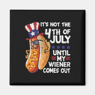Funny 4th Of July Hot Dog Wiener Comes Out Bbq Par Magnet