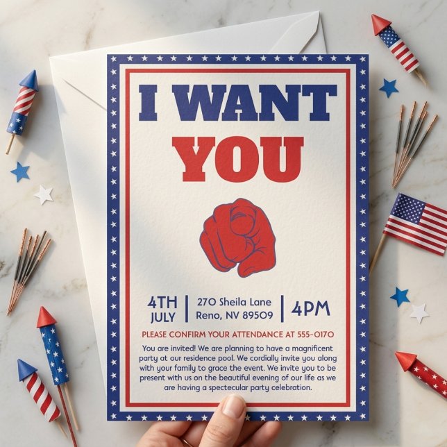 Funny 4th of July I Want You Come to My Party Invitation (Creator Uploaded)