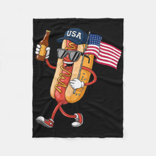 Funny 4th Of July Independence Day Hot Dog Wieners Fleece Blanket