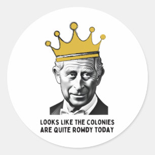 Funny 4th Of July Independence Day King Charles Br Classic Round Sticker