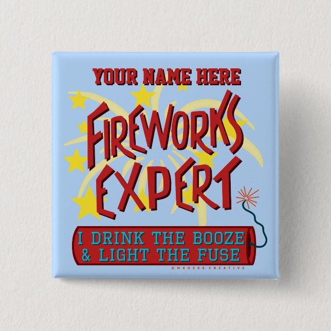 Funny 4th of July Independence Fireworks Expert 15 Cm Square Badge (Front)