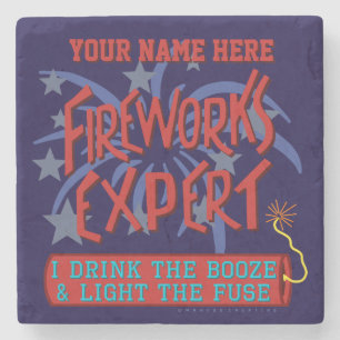 Funny 4th of July Independence Fireworks Expert Stone Coaster