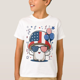 Funny 4th Of July Mushroom Patriotic American Flag T-Shirt