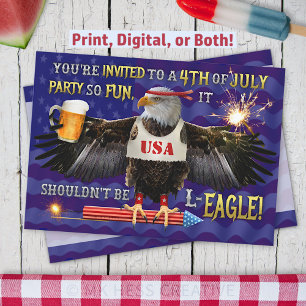 Funny 4th of July Party   Eagle Beer Fireworks Invitation