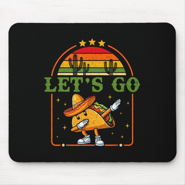 Funny 4th Of July Patriotic Dabbing Taco Meme Let' Mouse Mat (Front)