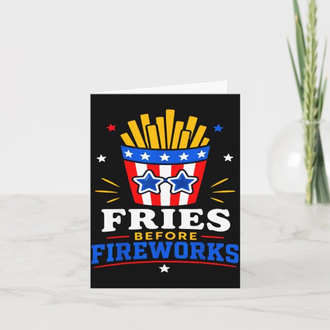 Funny 4th of july patriotic freench fries fast card (Front)