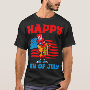 Funny 4th Of July Patriotic Hotdog Sunglasses T-Shirt