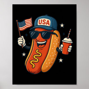 Funny 4th Of July Patriotic Red White And Feral Cu Poster