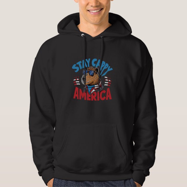 Funny 4th Of July Patriotic USA Stay Cappy America Hoodie (Front)
