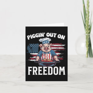 Funny 4th Of July Pig Grilling Bbq Party Rbecue Pi Card
