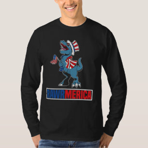Funny 4th Of July Rawrmerica Kids American T-Shirt
