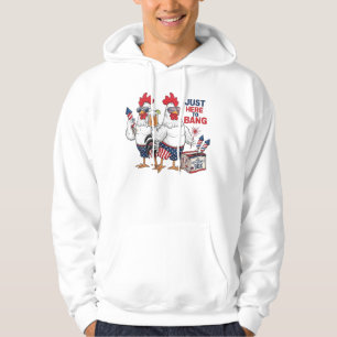 Funny 4th Of July Rooster Just Here To Bang Hoodie