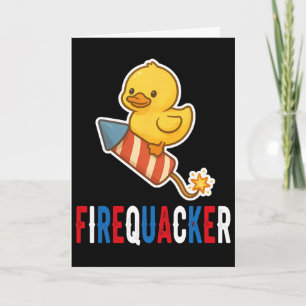 Funny 4th Of July Rubber Duck firequacker' Patriot Card
