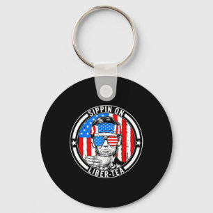 Funny 4th Of July Sippin On Liber-tea Liberty Usa Key Ring