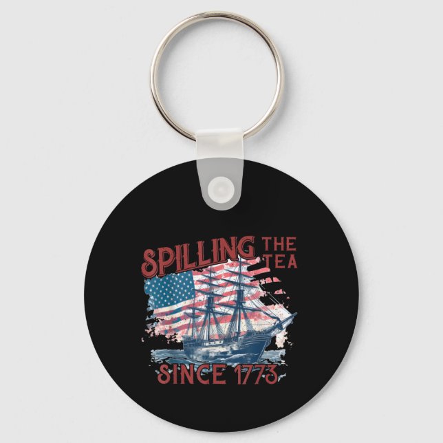 Funny 4Th Of July Spilling The Tea Since 1773 Four Key Ring (Front)