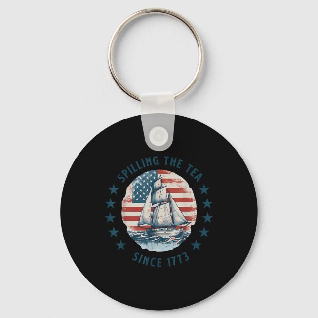 Funny 4th Of July Spilling The Tea Since 1773 Four Key Ring (Front)