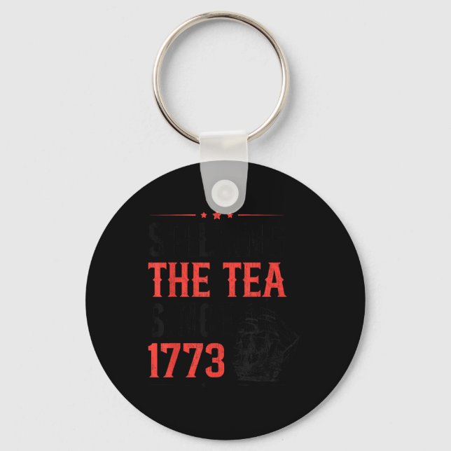 Funny 4th Of July Spilling The Tea Since 1773 Four Key Ring (Front)