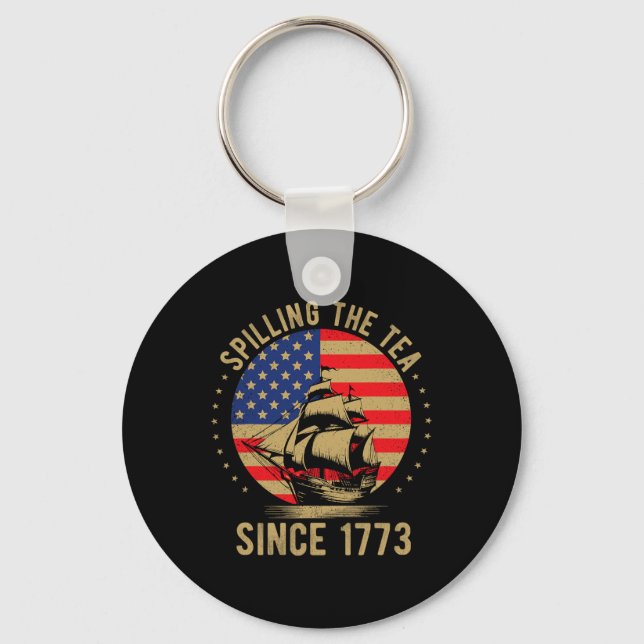 Funny 4th Of July Spilling The Tea Since 1773 Four Key Ring (Front)