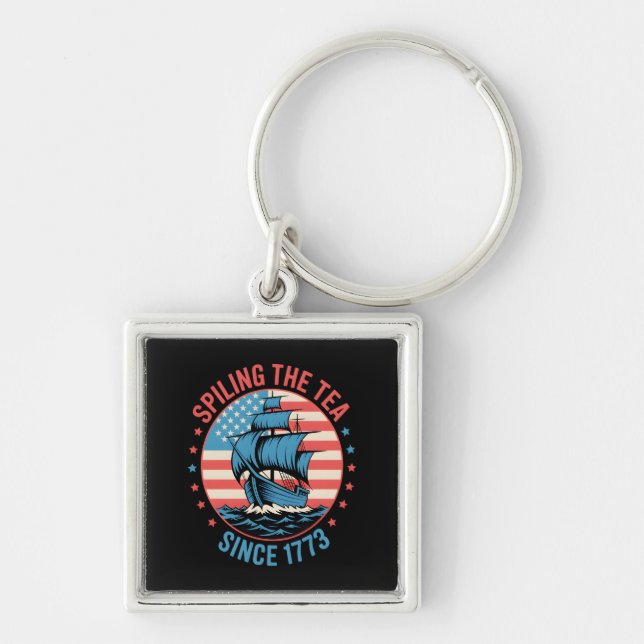 Funny 4Th Of July Spilling The Tea Since 1773 Four Key Ring (Front)