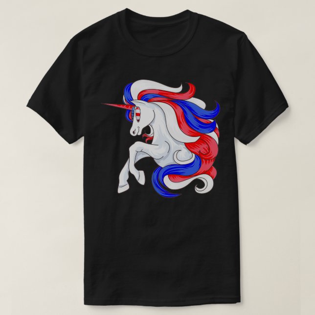 Funny 4th Of July Unicorn American Flag Patriotic  T-Shirt (Design Front)