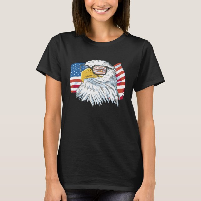 Funny 4th Of July USA American Flag Patriotic Eagl T-Shirt (Front)