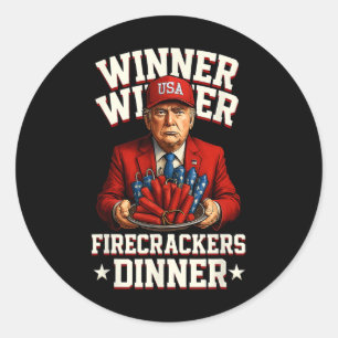 Funny 4th Of July Winner Winner Firecrackers Dinne Classic Round Sticker