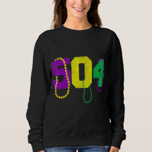 Funny 504 New Orleans Mardi Gras Apparel Vintage M Sweatshirt