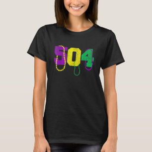 Funny 504 New Orleans Mardi Gras Apparel, Vintage  T-Shirt