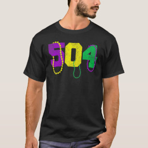 Funny 504 New Orleans Mardi Gras Apparel, Vintage  T-Shirt