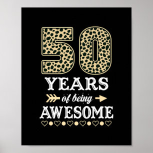 Funny 50th Birthday 50 Years Old Awesome 1972 Leop Poster