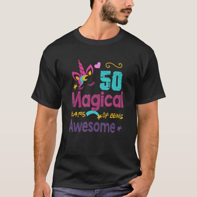 Funny 50th Birthday Awesome 50 Years Old Unicorn C T-Shirt (Front)
