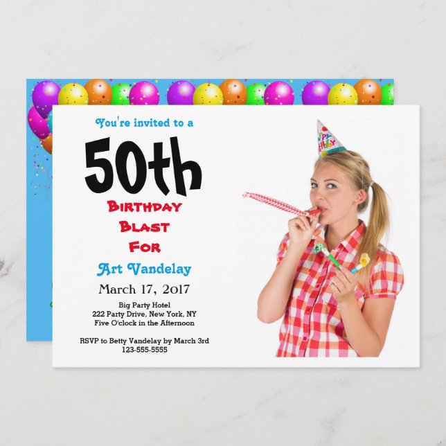 Funny 50th Birthday Blast Invitation (Front/Back)