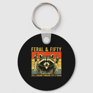 Funny 50th birthday est 1976 feral & fifty key ring