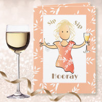Funny 50th Birthday Female Cartoon Champagne Toast