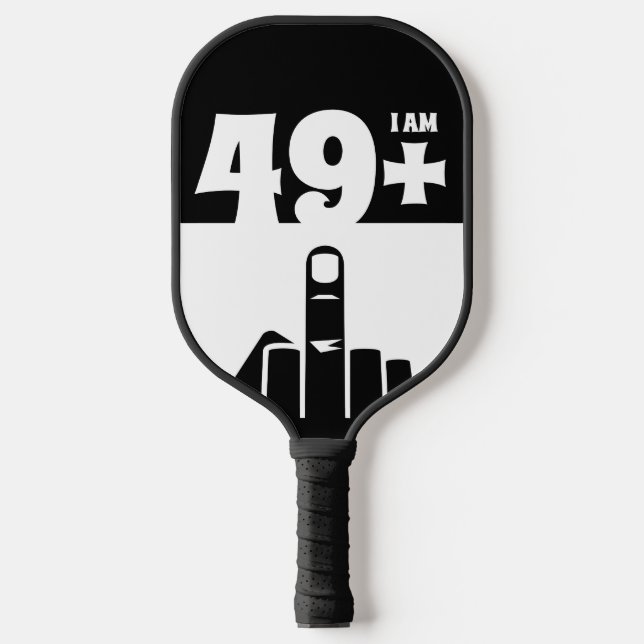 Funny 50th Birthday Gift, 49 Plus one Chequered Pickleball Paddle (Front)
