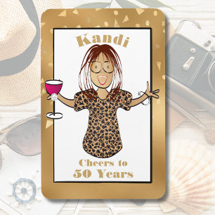 Funny 50th Birthday Glam Cartoon Cheers to 50  Magnet