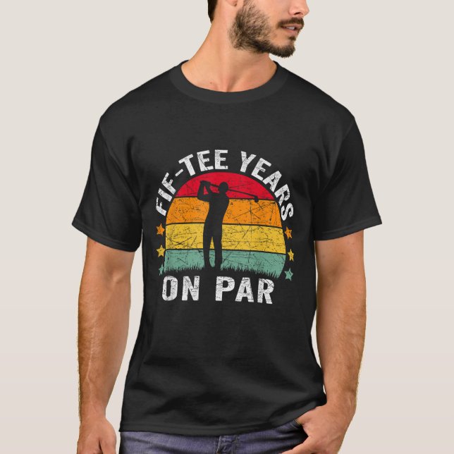 Funny 50th Birthday Golf Pun Retro Sunset 50 Year  T-Shirt (Front)