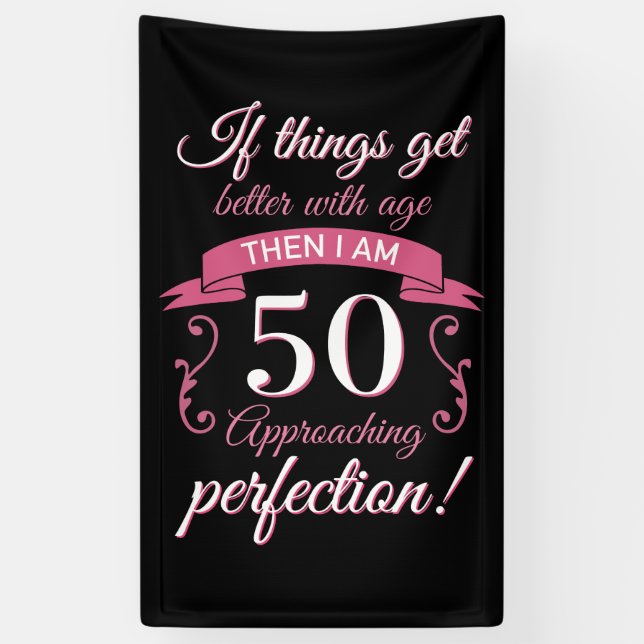 Funny 50th Birthday 'Perfection' Banner (Vertical)