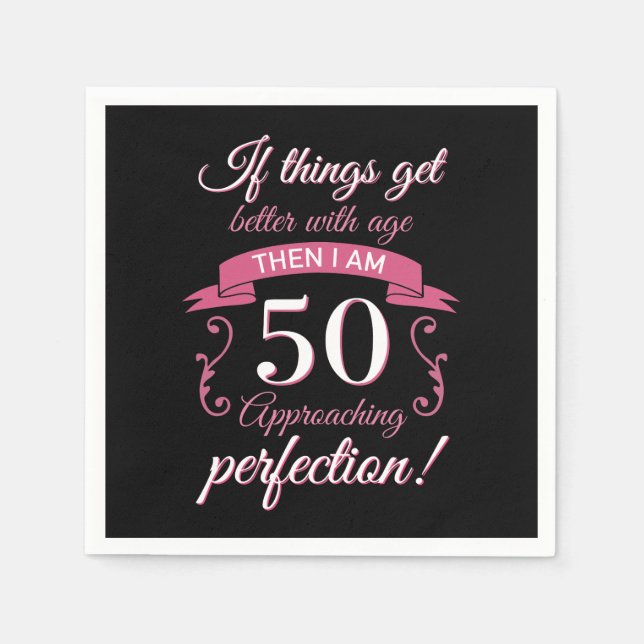 Funny 50th Birthday 'Perfection' Napkin (Front)