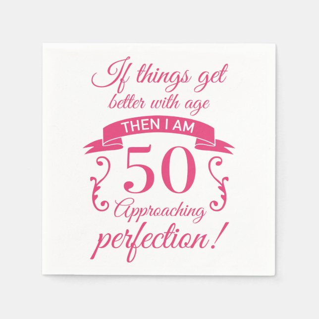 Funny 50th Birthday 'Perfection' Napkin (Front)