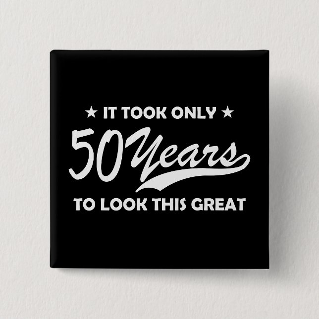 Funny 50th Birthday Retro Typography 15 Cm Square Badge (Front)