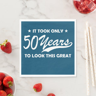 Funny 50th Birthday Retro Typography Napkin