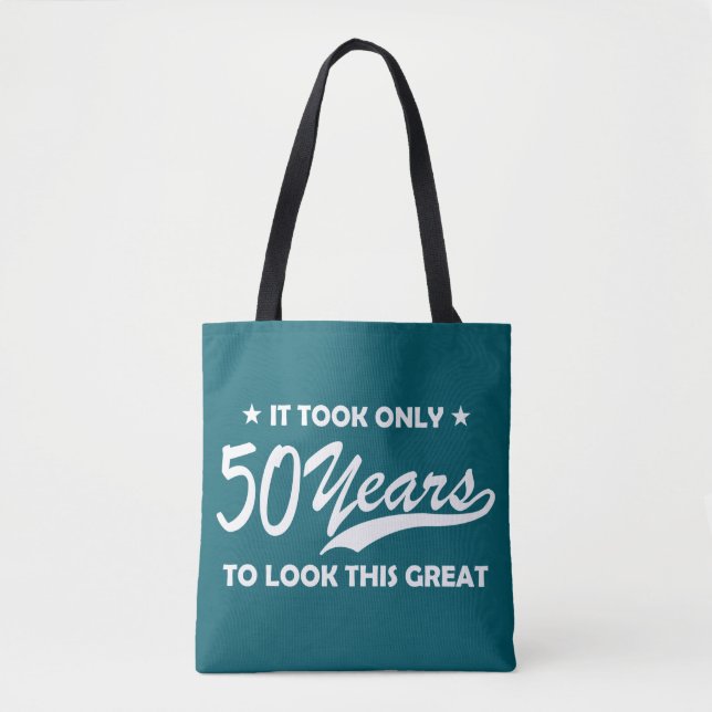 Funny 50th Birthday Retro Typography Tote Bag (Front)