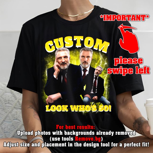 Funny 50th Birthday Shirt, Look Who's 50!, bootleg T-Shirt (Creator Uploaded)