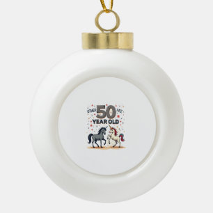 Funny 50th Birthday Unicorn Horse Vintage Graphic Ceramic Ball Christmas Ornament
