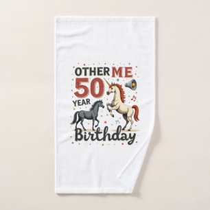 Funny 50th Birthday Unicorn Horse Vintage Graphic Hand Towel